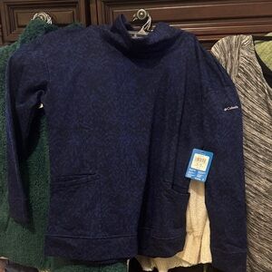 Columbia Navy Patterned Fleece Pullover